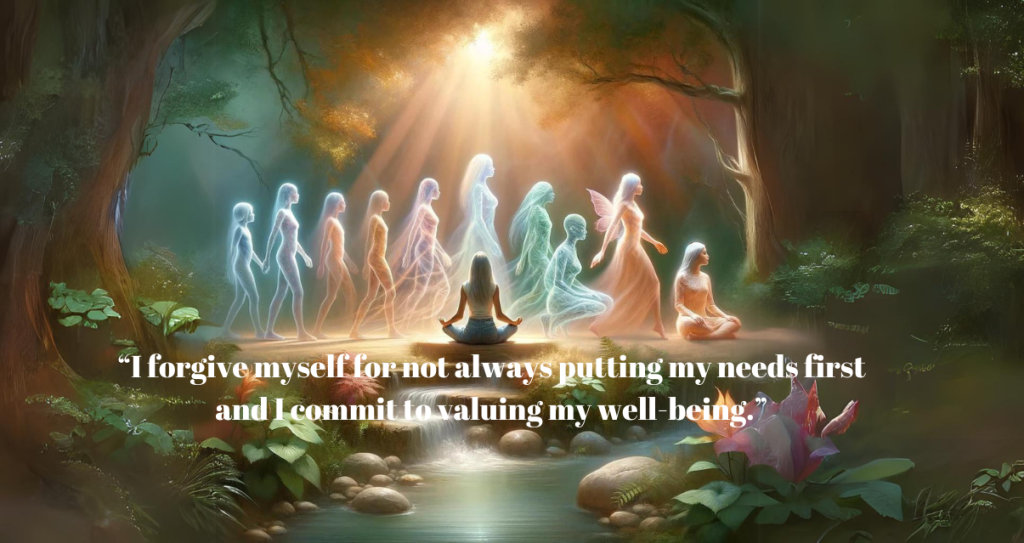 “I forgive myself for not always putting my needs first and I commit to valuing my well-being.”